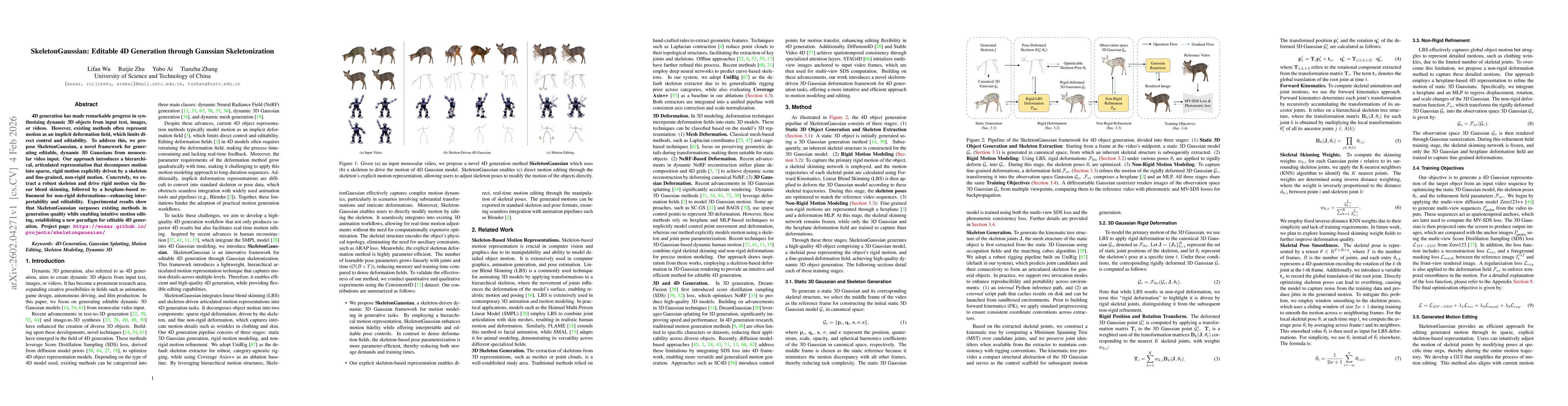 Thumbnail for SkeletonGaussian: Editable 4D Generation through Gaussian Skeletonization