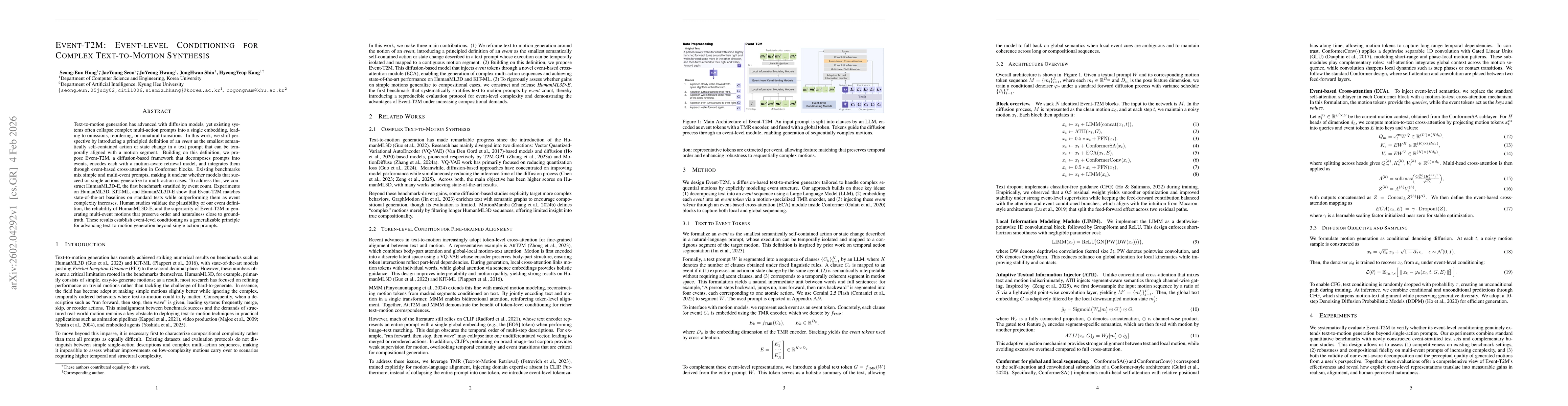 Thumbnail for Event-T2M: Event-level Conditioning for Complex Text-to-Motion Synthesis