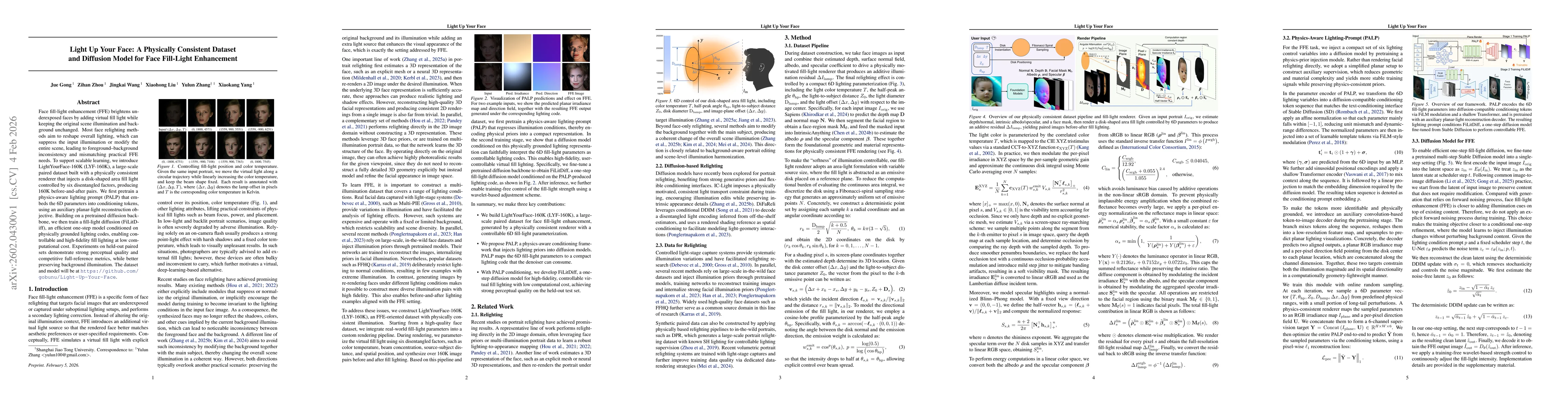 Thumbnail for Light Up Your Face: A Physically Consistent Dataset and Diffusion Model for Face Fill-Light Enhancement