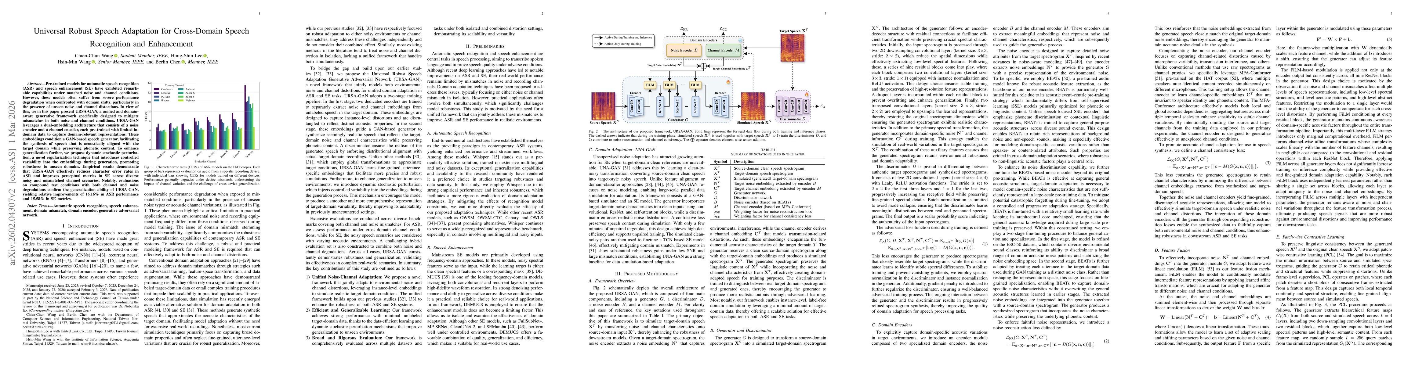 Thumbnail for Universal Robust Speech Adaptation for Cross-Domain Speech Recognition and Enhancement