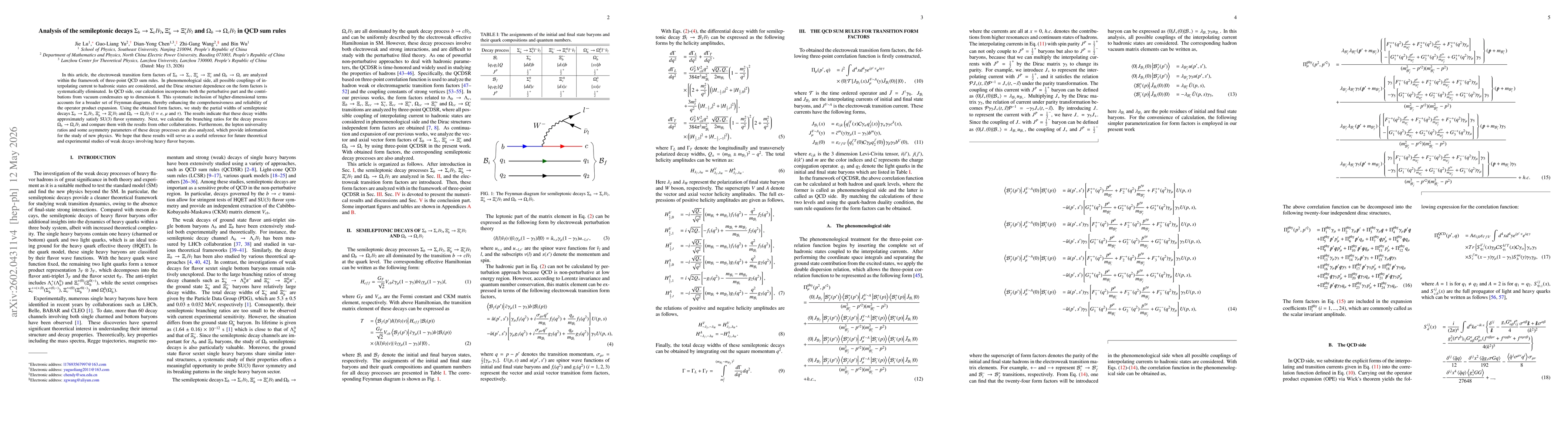 Thumbnail for Analysis of the semileptonic decays $Σ_b\toΣ_cl\barν_l$, $Ξ'_b\toΞ'_cl\barν_l$ and $Ω_b\toΩ_cl\barν_l$ in QCD sum rules