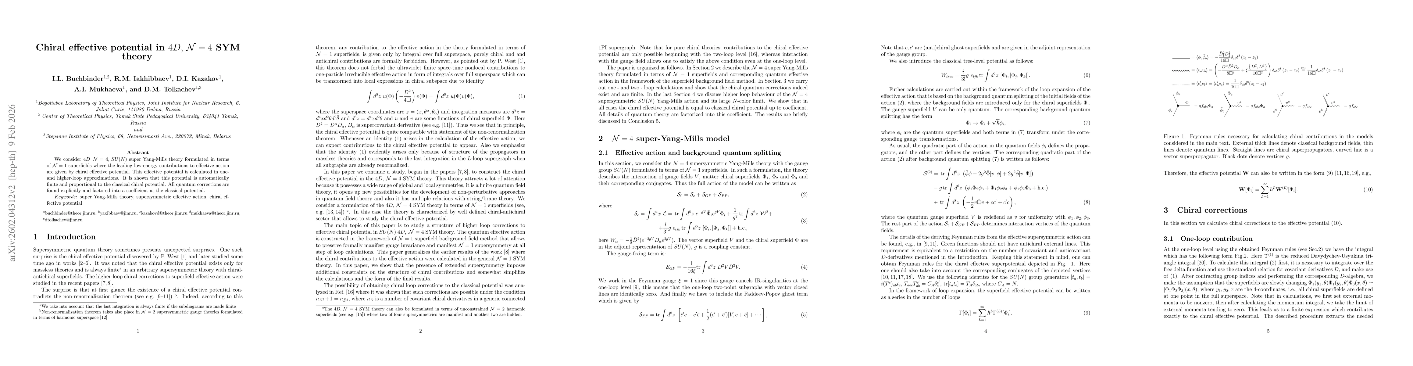 Thumbnail for Chiral effective potential in $4D$, $\mathcal{N}=4$ SYM theory