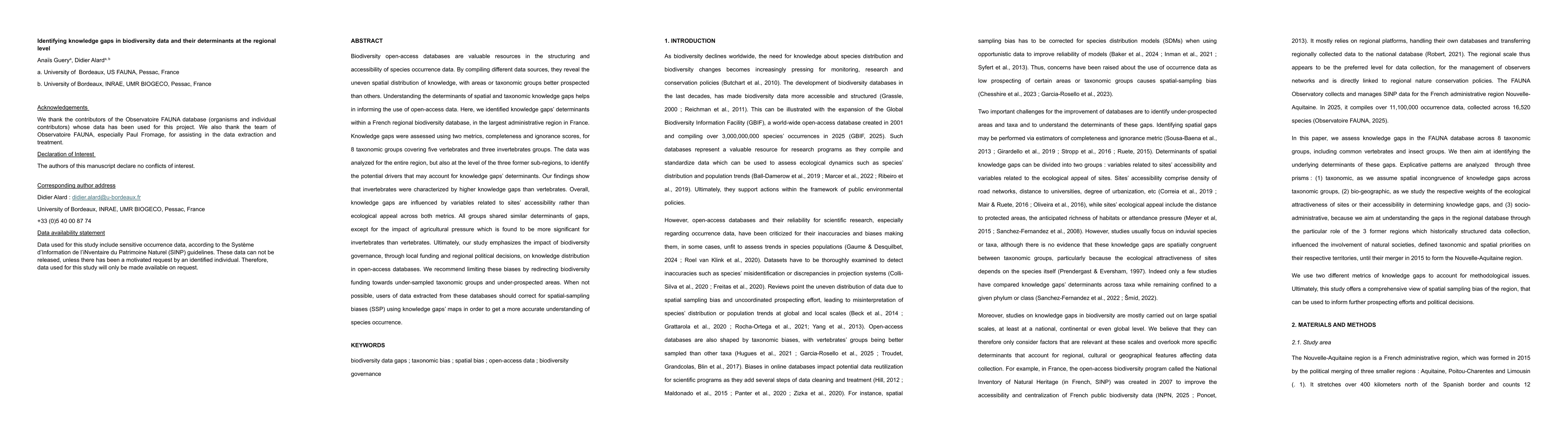 Thumbnail for Identifying knowledge gaps in biodiversity data and their determinants at the regional level