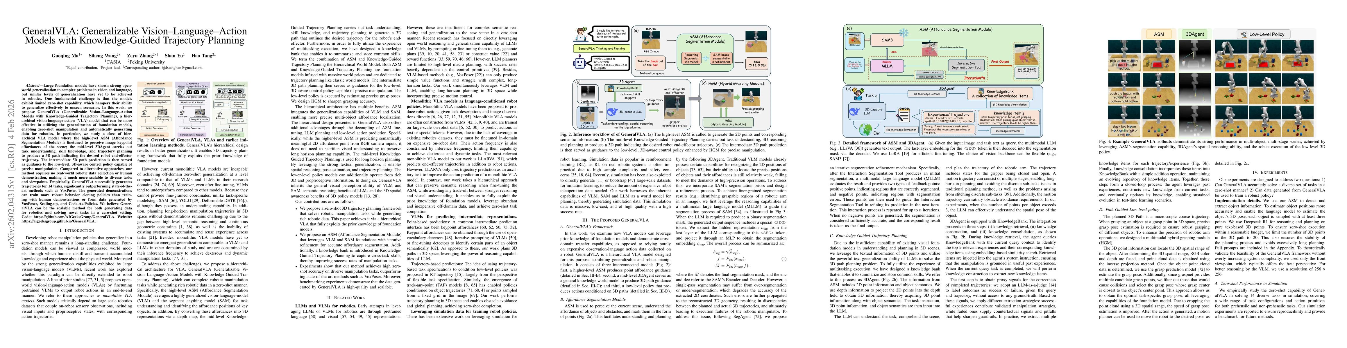 Thumbnail for GeneralVLA: Generalizable Vision-Language-Action Models with Knowledge-Guided Trajectory Planning