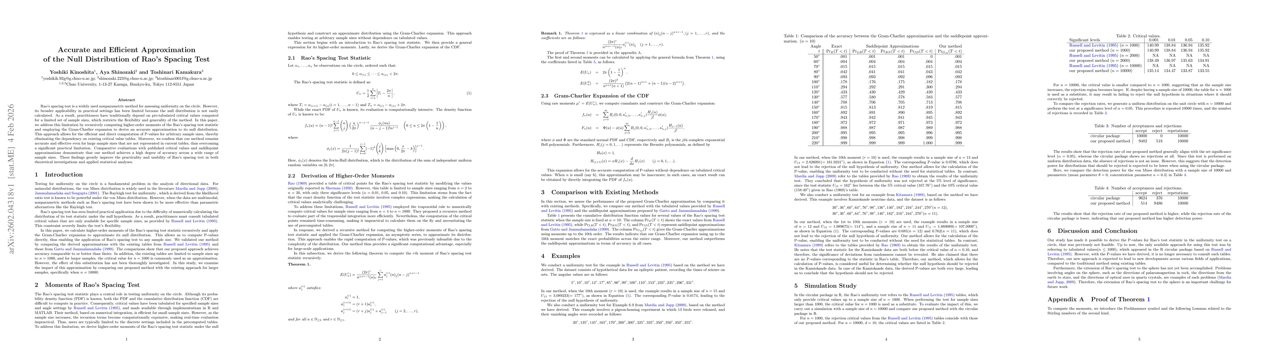 Thumbnail for Accurate and Efficient Approximation of the Null Distribution of Rao's Spacing Test
