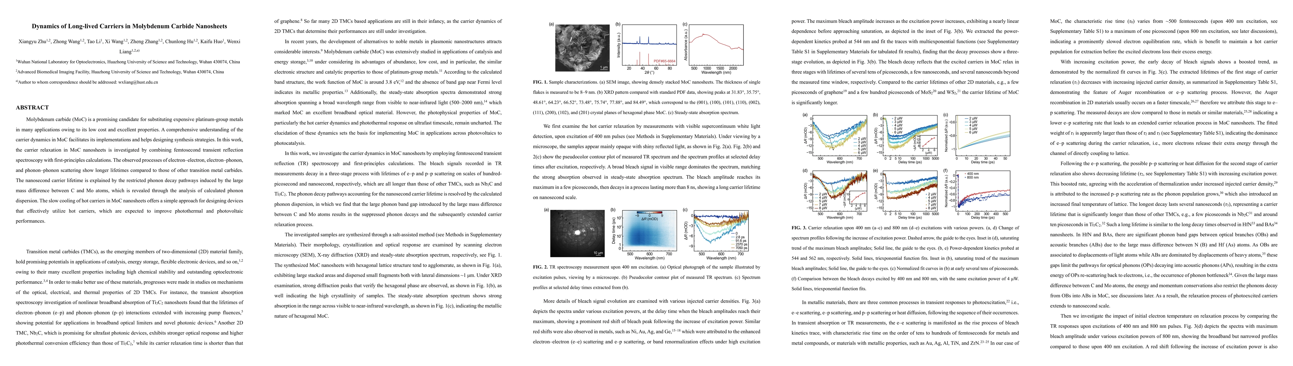 Thumbnail for Dynamics of Long-lived Carriers in Molybdenum Carbide Nanosheets