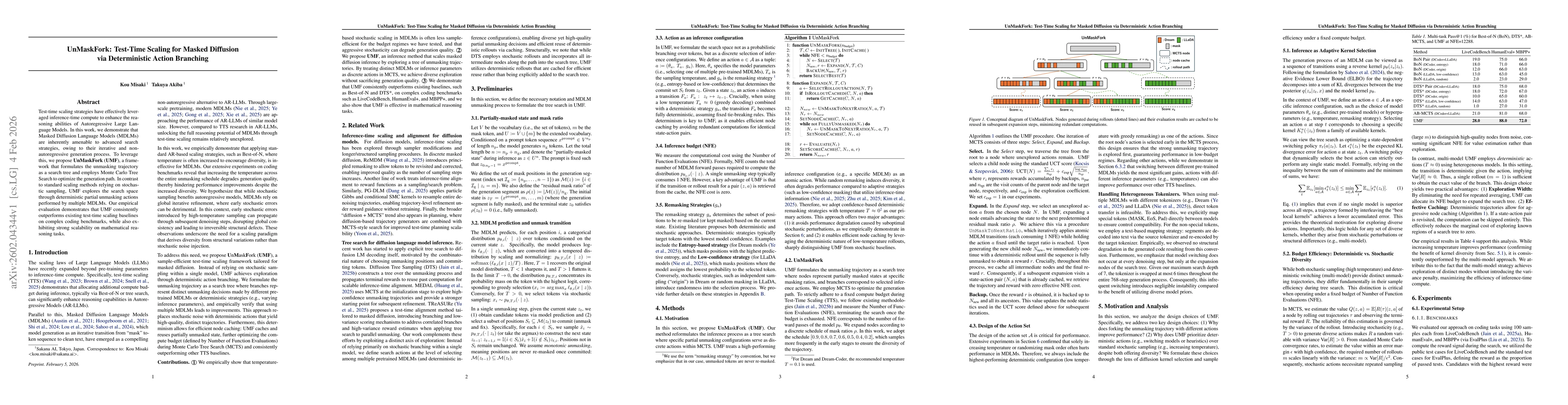 Thumbnail for UnMaskFork: Test-Time Scaling for Masked Diffusion via Deterministic Action Branching