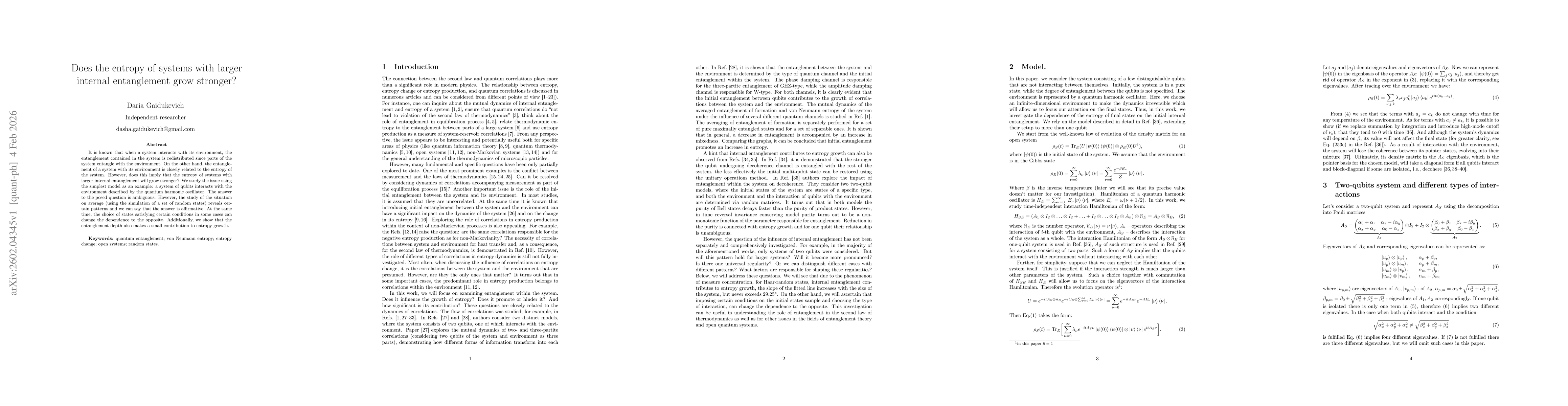 Thumbnail for Does the entropy of systems with larger internal entanglement grow stronger?