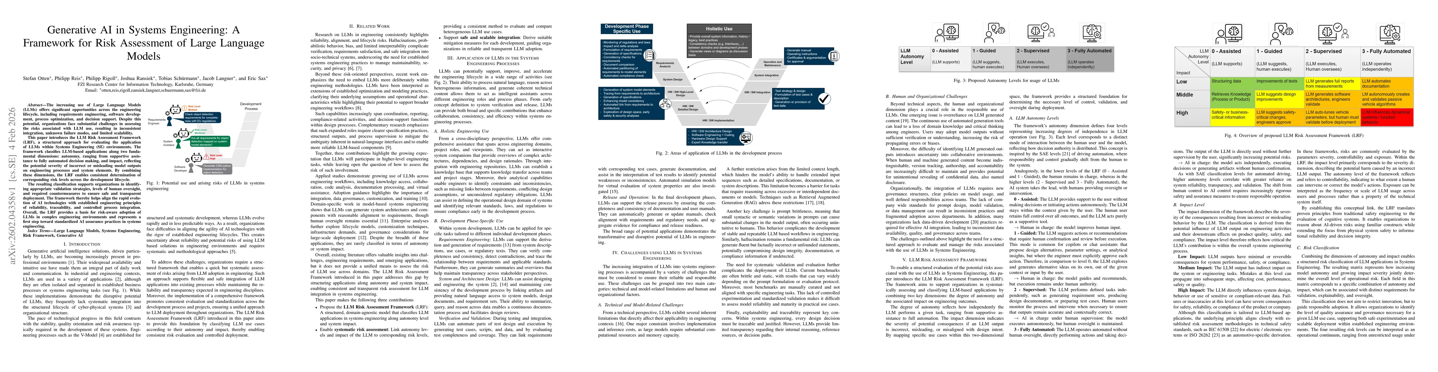 Thumbnail for Generative AI in Systems Engineering: A Framework for Risk Assessment of Large Language Models