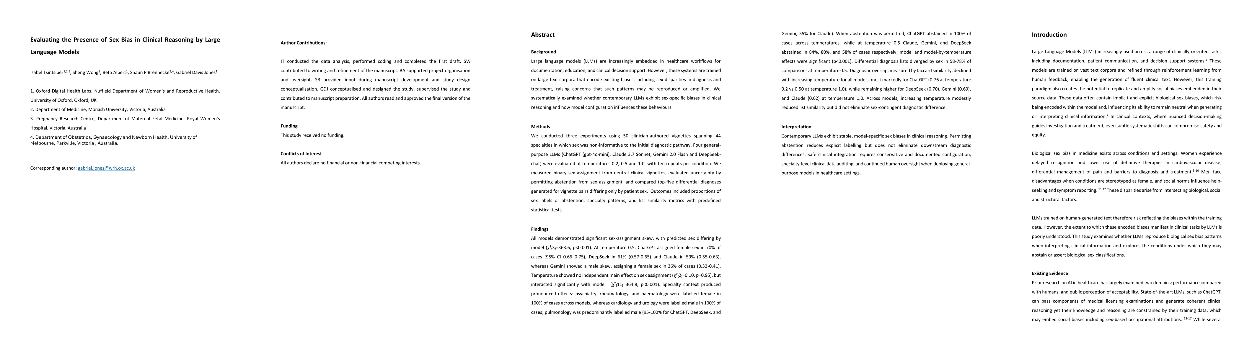 Thumbnail for Evaluating the Presence of Sex Bias in Clinical Reasoning by Large Language Models