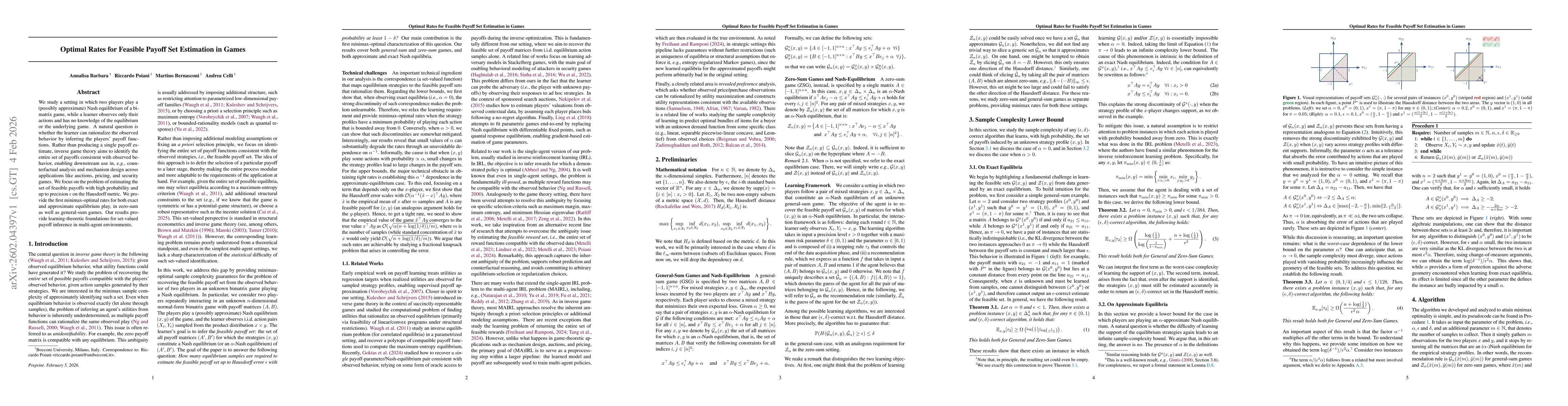 Thumbnail for Optimal Rates for Feasible Payoff Set Estimation in Games