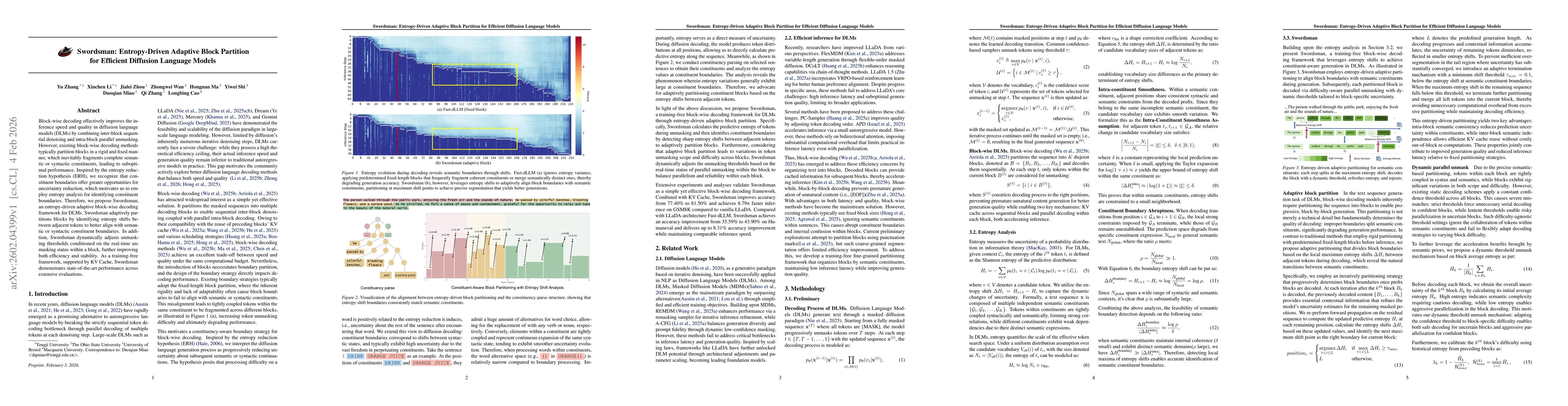 Thumbnail for Swordsman: Entropy-Driven Adaptive Block Partition for Efficient Diffusion Language Models