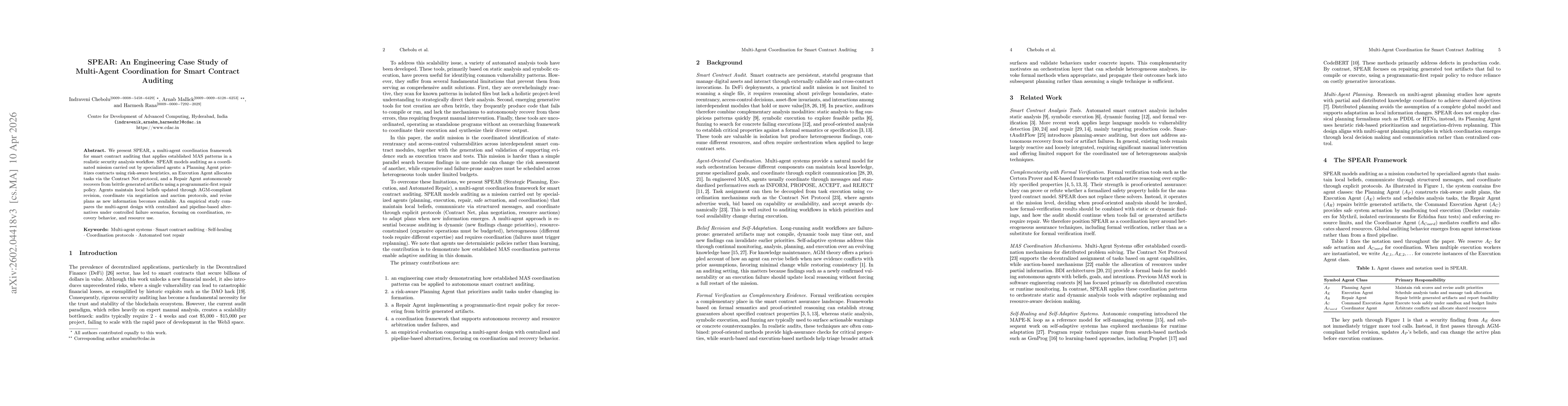 Thumbnail for SPEAR: An Engineering Case Study of Multi-Agent Coordination for Smart Contract Auditing