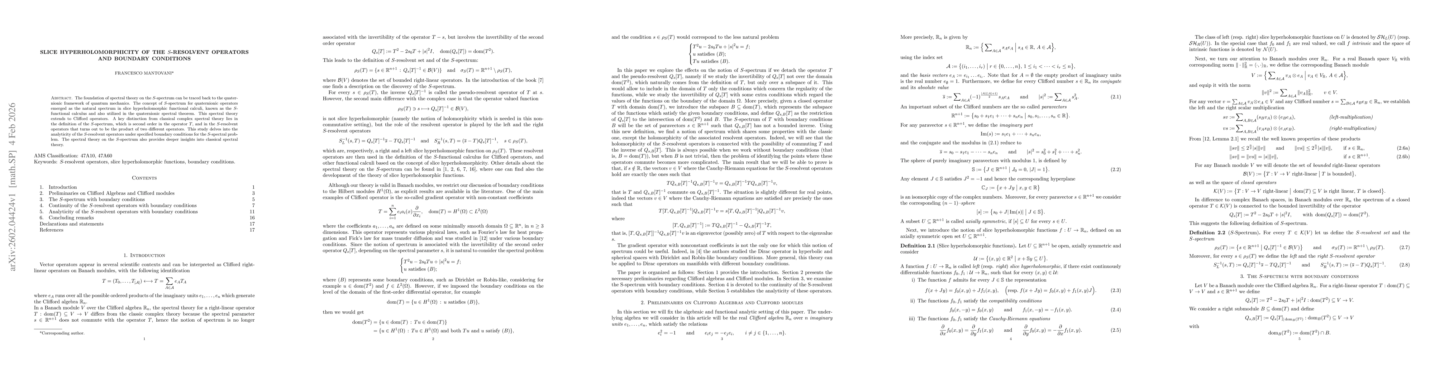 Thumbnail for Slice hyperholomorphicity of the $S$-resolvent operators and boundary conditions