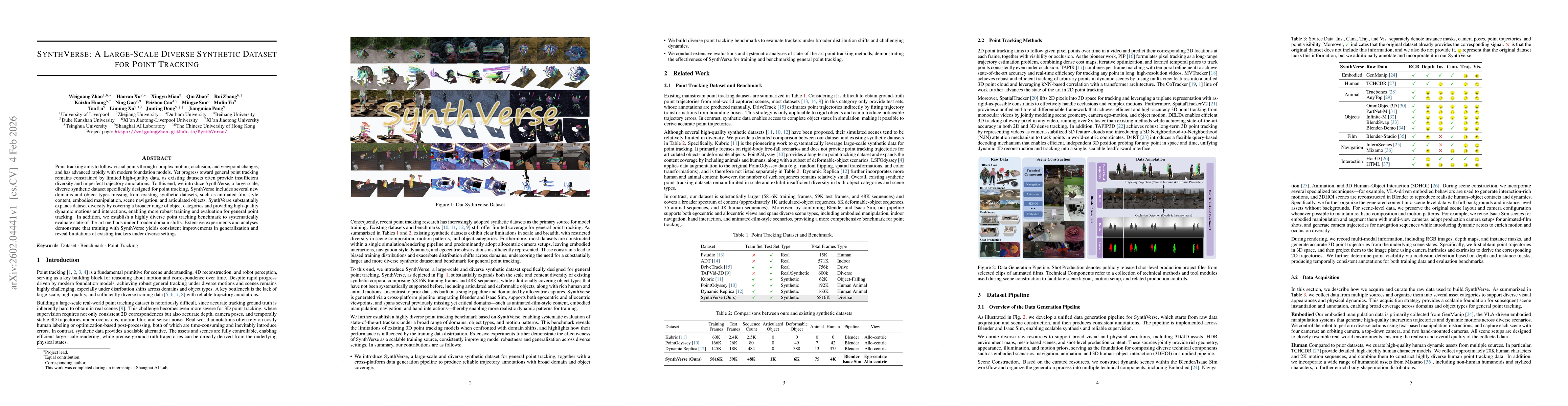 Thumbnail for SynthVerse: A Large-Scale Diverse Synthetic Dataset for Point Tracking