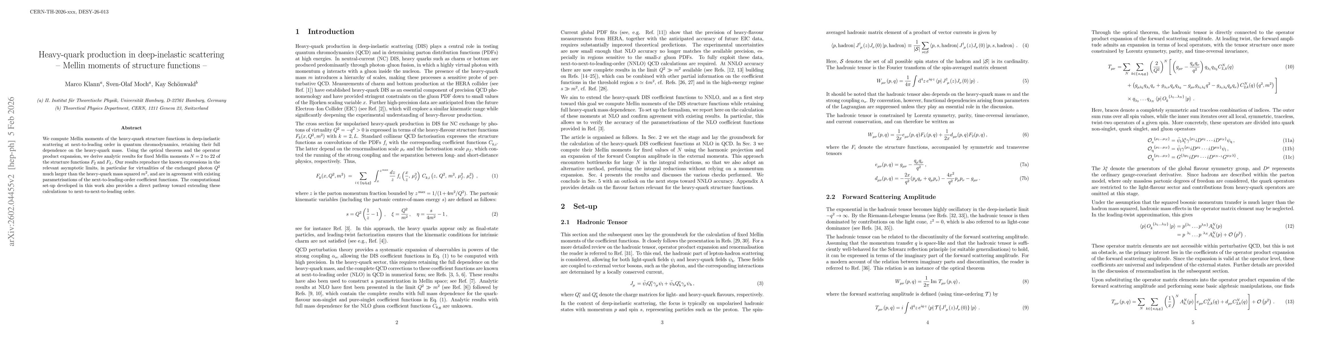 Thumbnail for Heavy-quark production in deep-inelastic scattering -- Mellin moments of structure functions