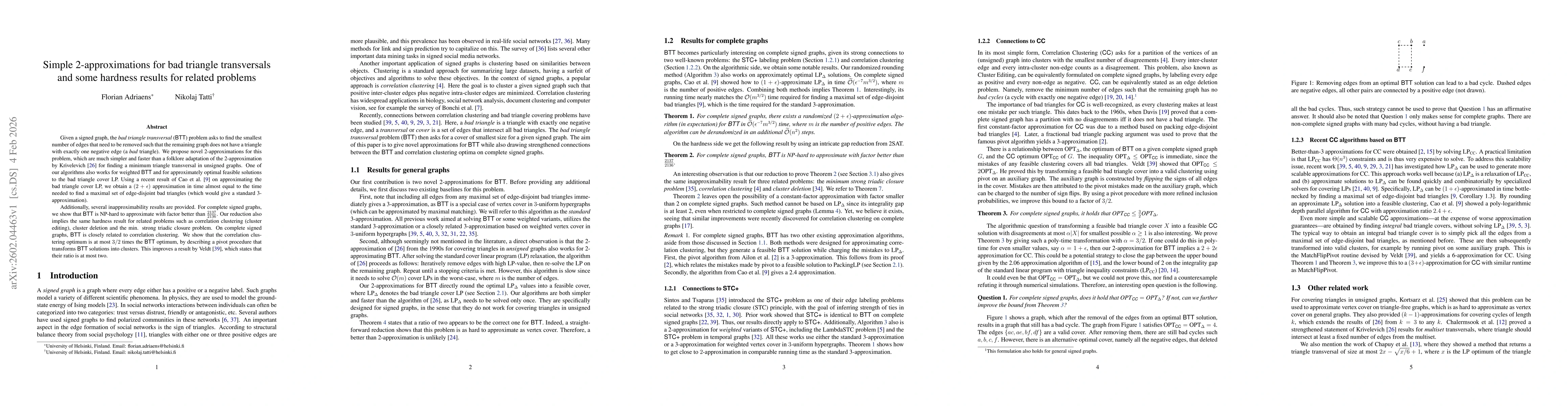 Thumbnail for Simple 2-approximations for bad triangle transversals and some hardness results for related problems