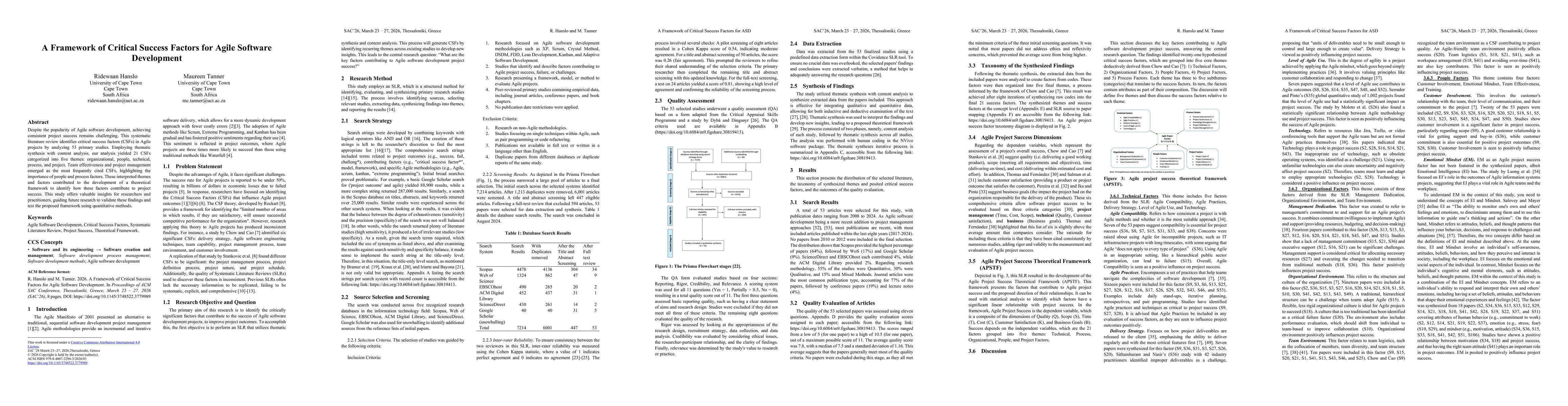Thumbnail for A Framework of Critical Success Factors for Agile Software Development