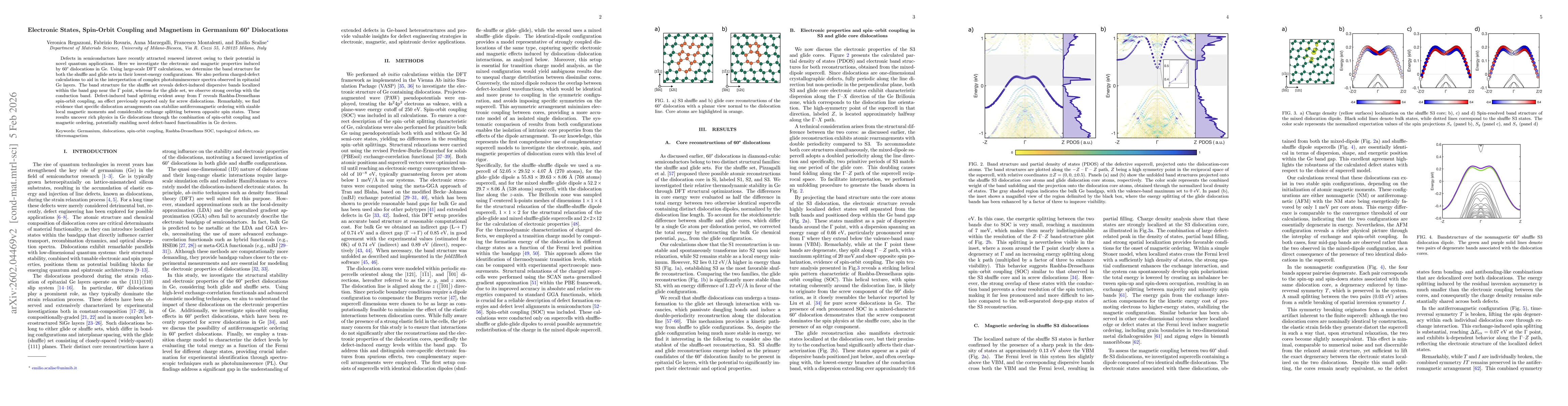 Thumbnail for Electronic States, Spin-Orbit Coupling and Magnetism in Germanium 60° Dislocations