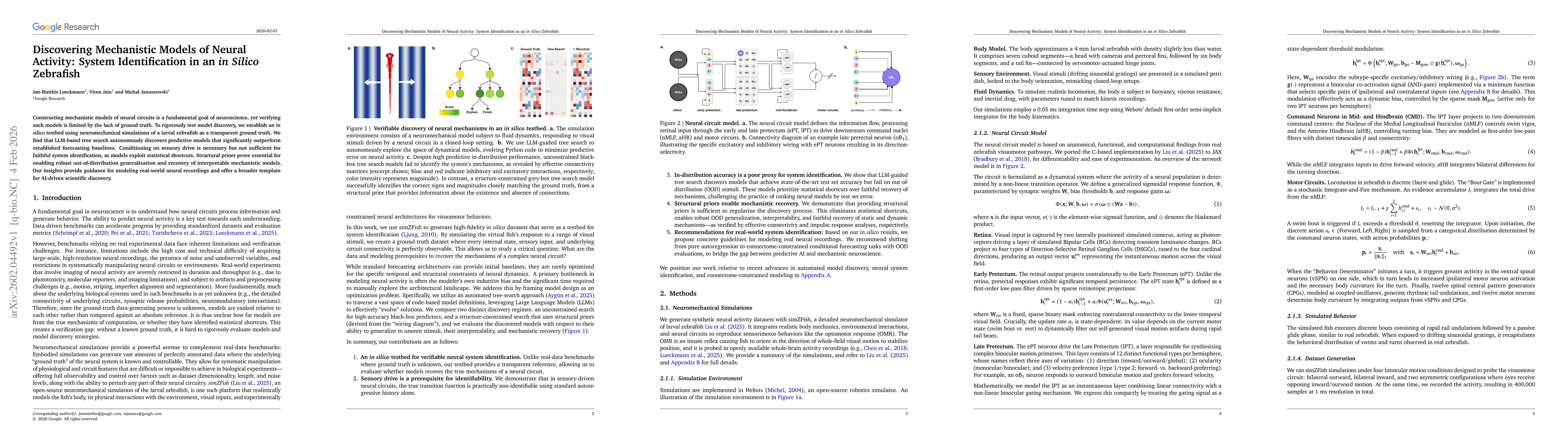 Thumbnail for Discovering Mechanistic Models of Neural Activity: System Identification in an in Silico Zebrafish