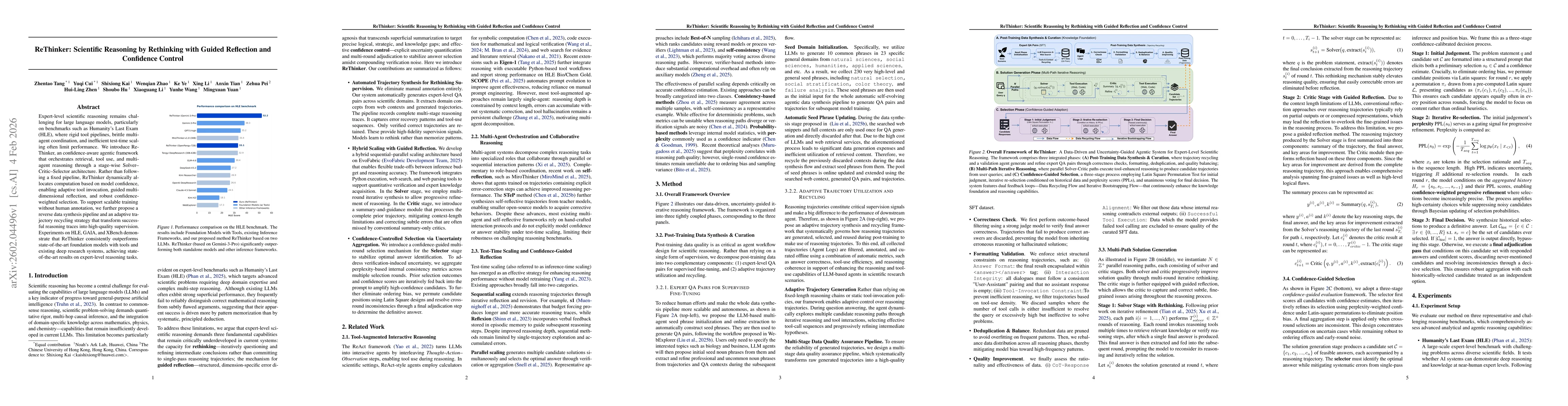 Thumbnail for ReThinker: Scientific Reasoning by Rethinking with Guided Reflection and Confidence Control