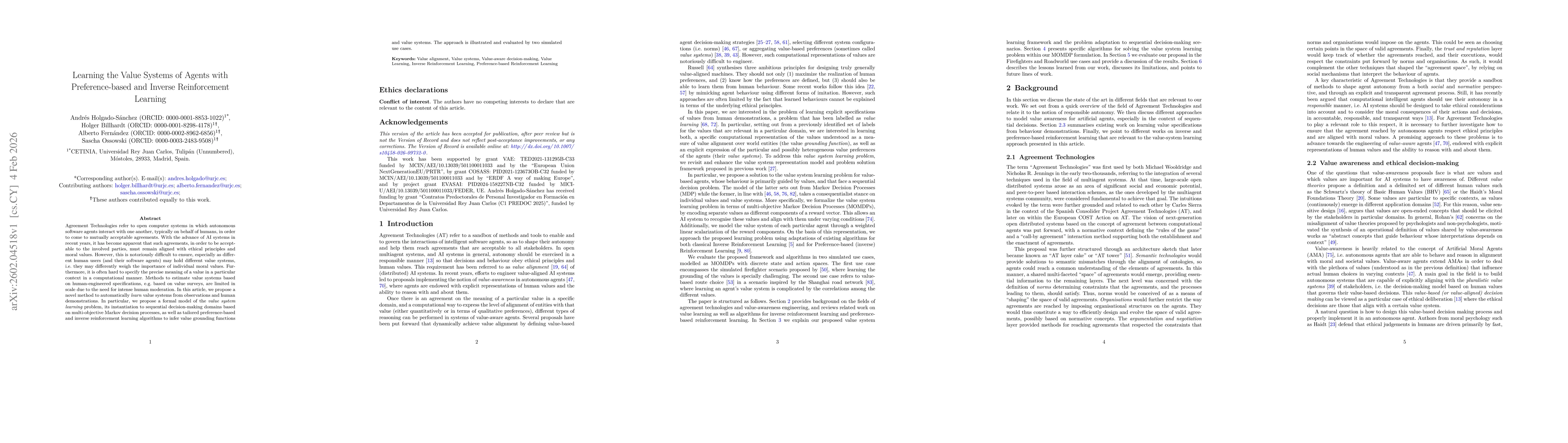 Thumbnail for Learning the Value Systems of Agents with Preference-based and Inverse Reinforcement Learning