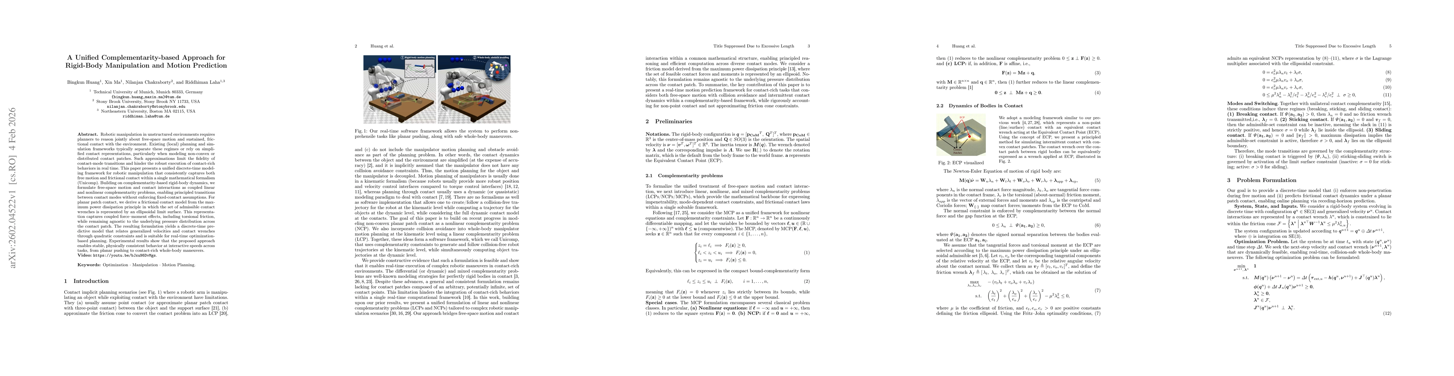 Thumbnail for A Unified Complementarity-based Approach for Rigid-Body Manipulation and Motion Prediction