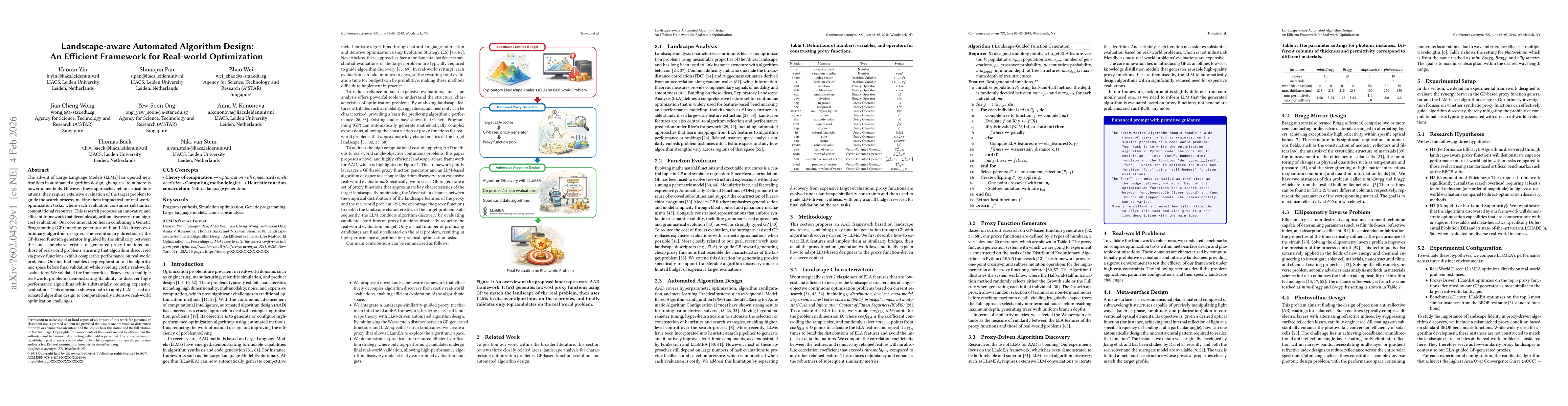 Thumbnail for Landscape-aware Automated Algorithm Design: An Efficient Framework for Real-world Optimization