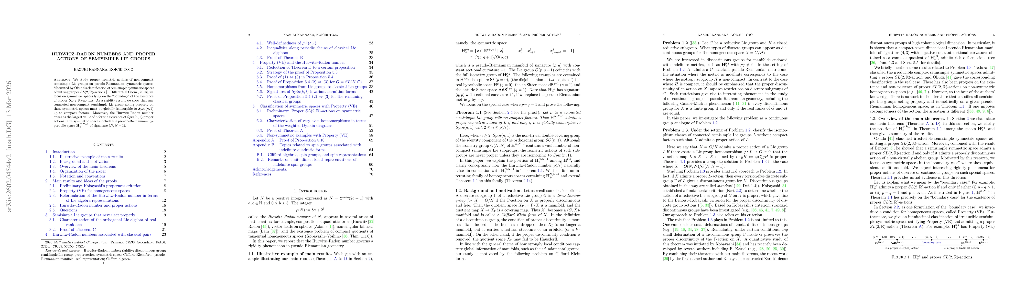Thumbnail for Hurwitz-Radon numbers and proper actions of semisimple Lie groups