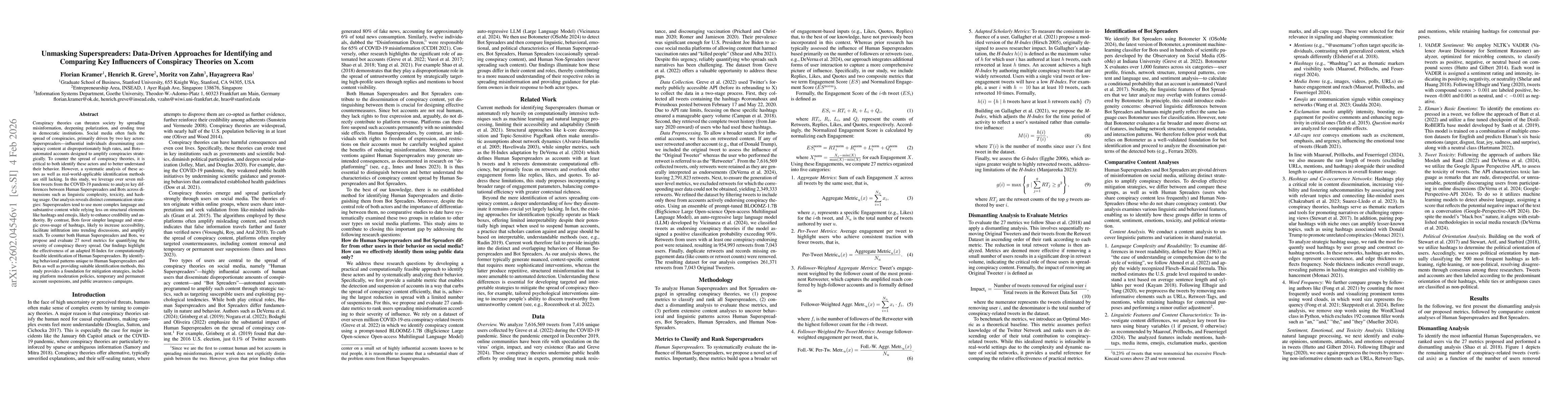 Thumbnail for Unmasking Superspreaders: Data-Driven Approaches for Identifying and Comparing Key Influencers of Conspiracy Theories on X.com