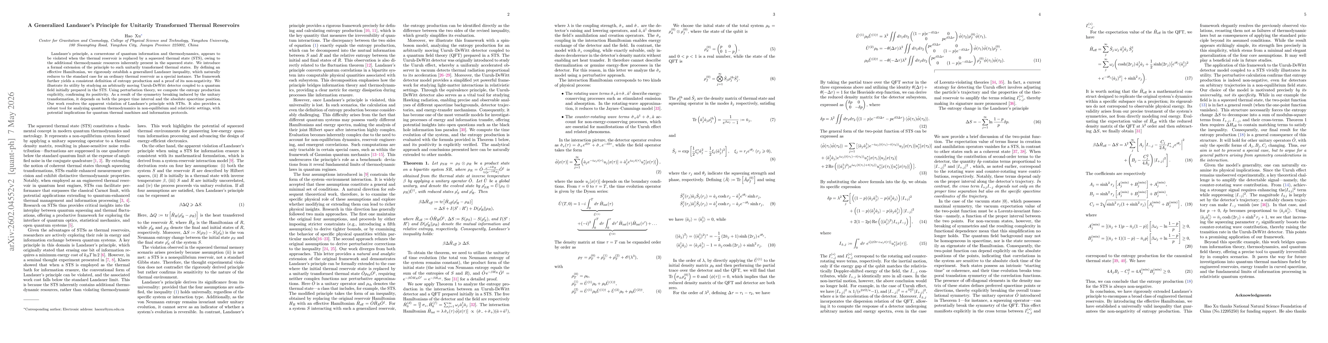 Thumbnail for Restoring Landauer's Principle for Unitarily Transformed Thermal Reservoirs