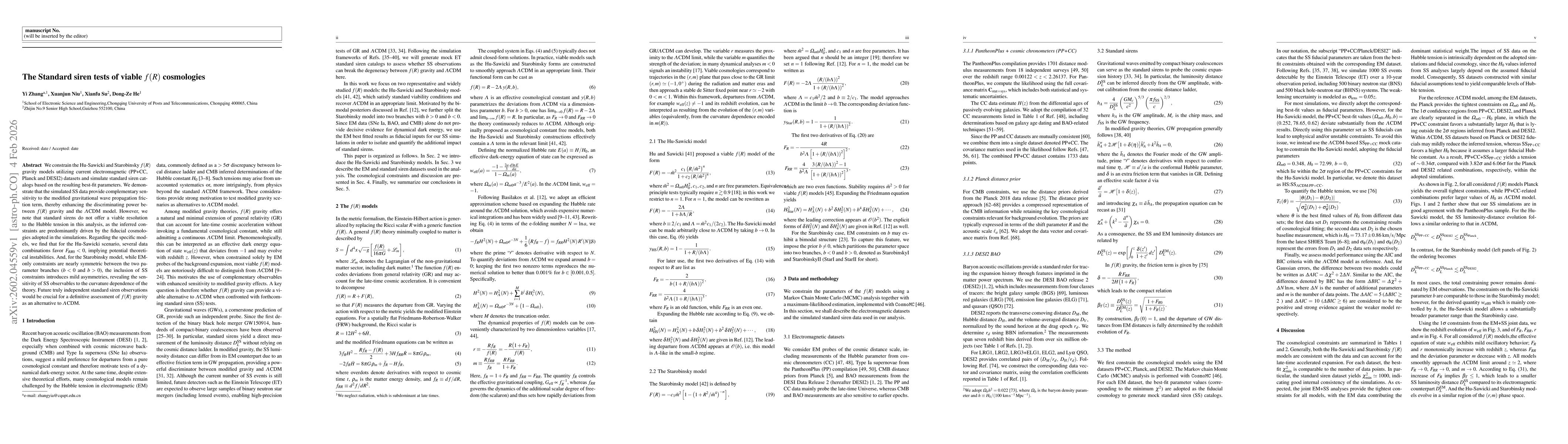 Thumbnail for The Standard siren tests of viable $f(R)$ cosmologies