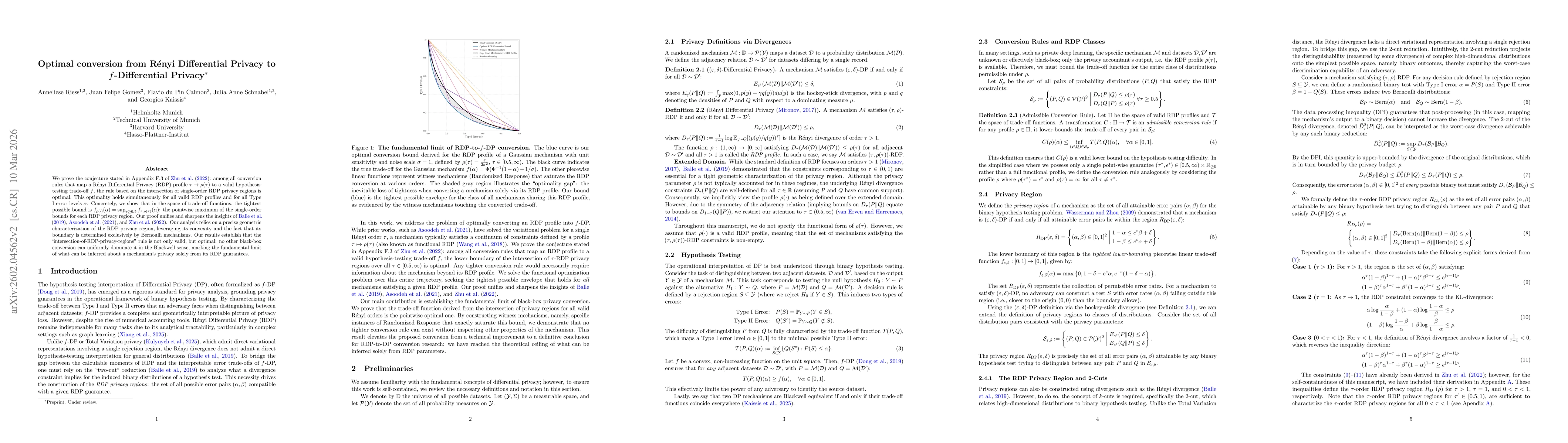 Thumbnail for Optimal conversion from Rényi Differential Privacy to $f$-Differential Privacy
