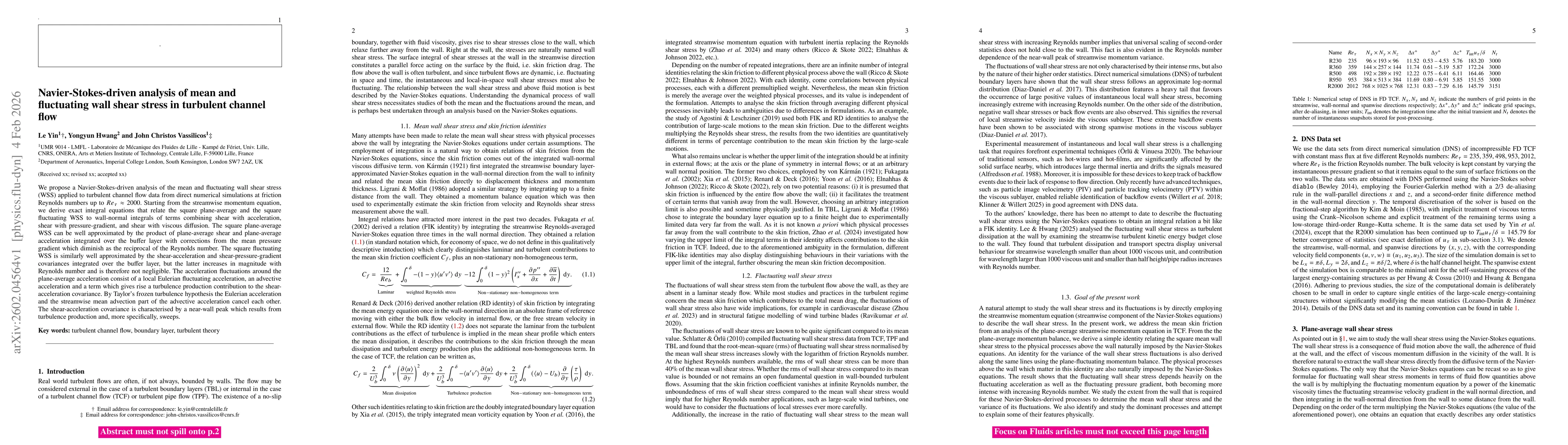 Thumbnail for Navier-Stokes-driven analysis of mean and fluctuating wall shear stress in turbulent channel flow