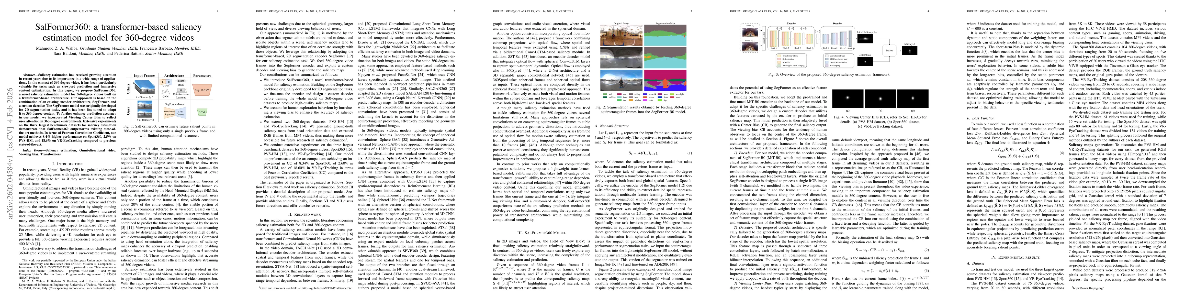 Thumbnail for SalFormer360: a transformer-based saliency estimation model for 360-degree videos