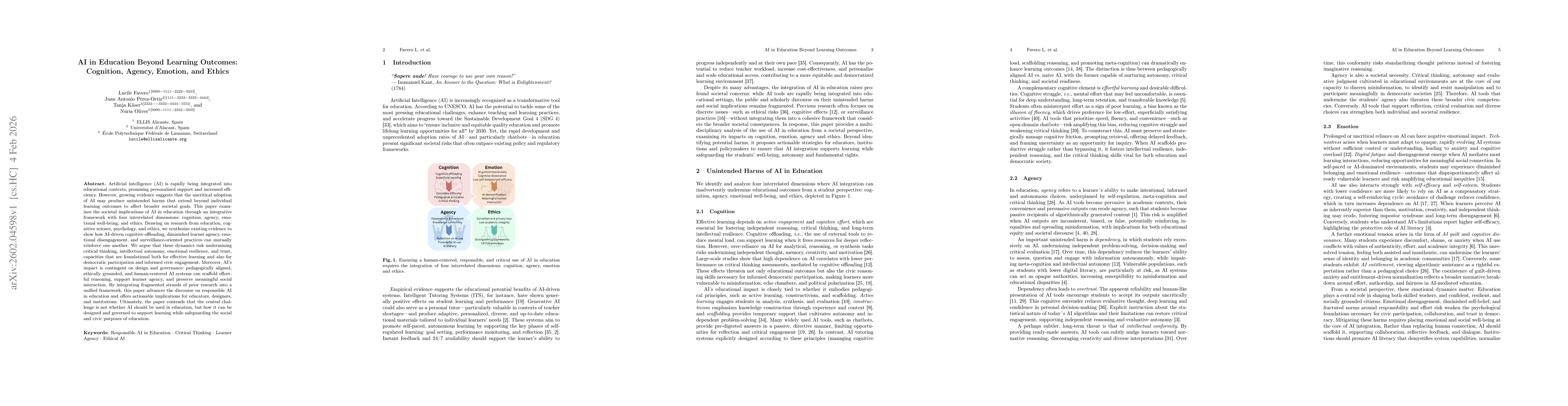 Thumbnail for AI in Education Beyond Learning Outcomes: Cognition, Agency, Emotion, and Ethics