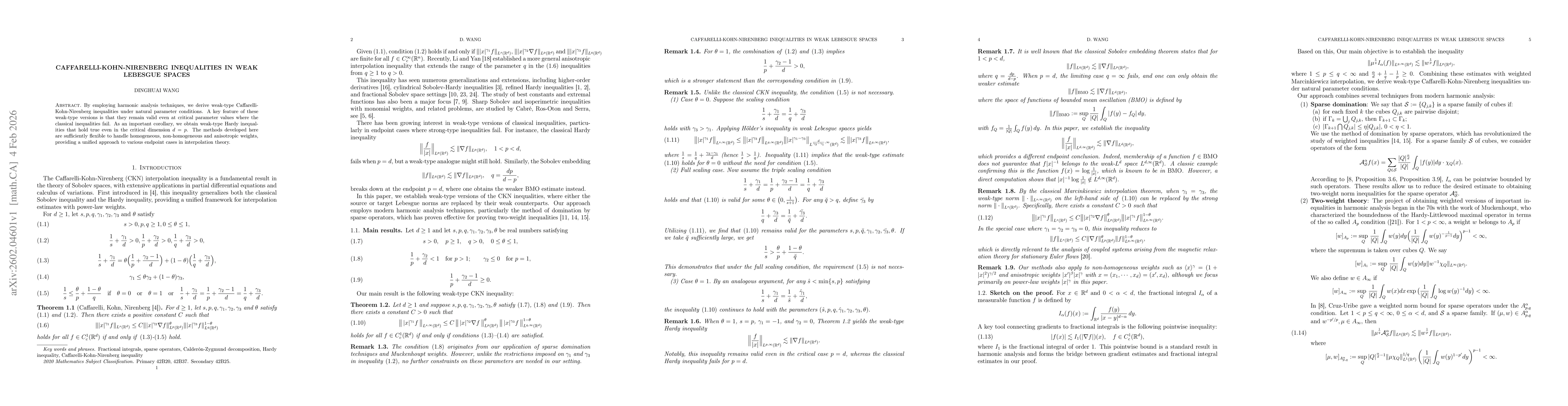 Thumbnail for Caffarelli-Kohn-Nirenberg Inequalities in Weak Lebesgue Spaces