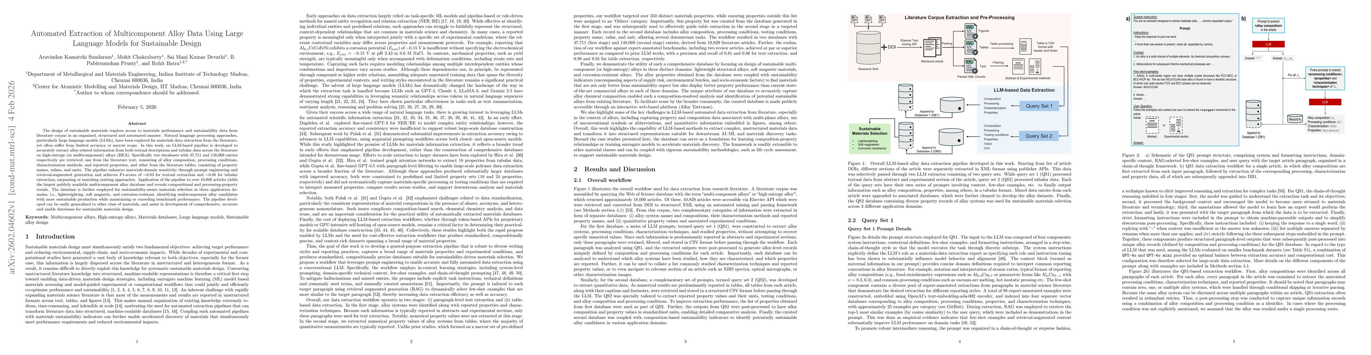 Thumbnail for Automated Extraction of Multicomponent Alloy Data Using Large Language Models for Sustainable Design