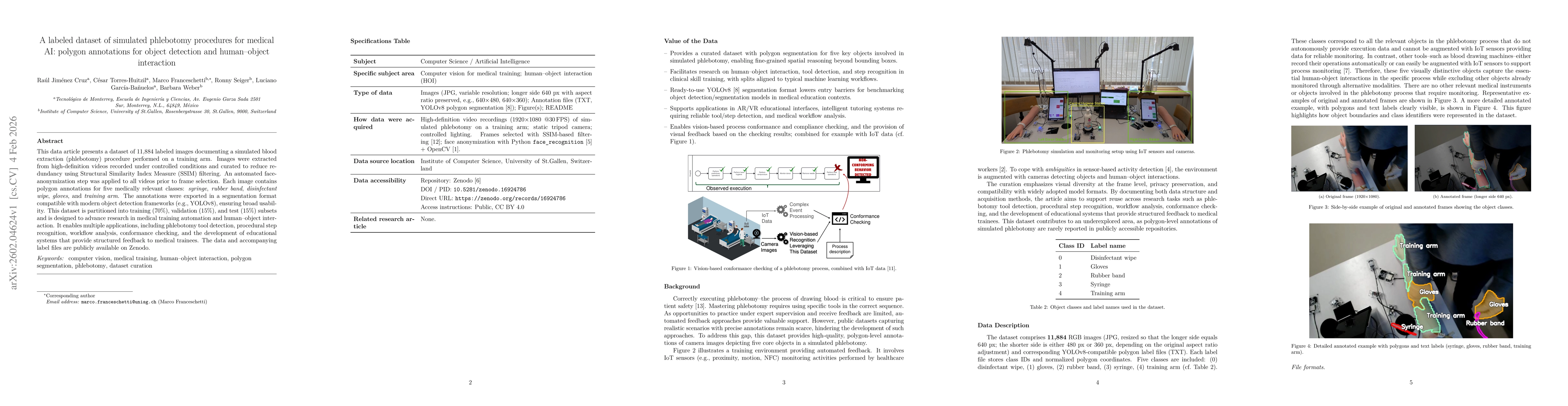 Thumbnail for A labeled dataset of simulated phlebotomy procedures for medical AI: polygon annotations for object detection and human-object interaction