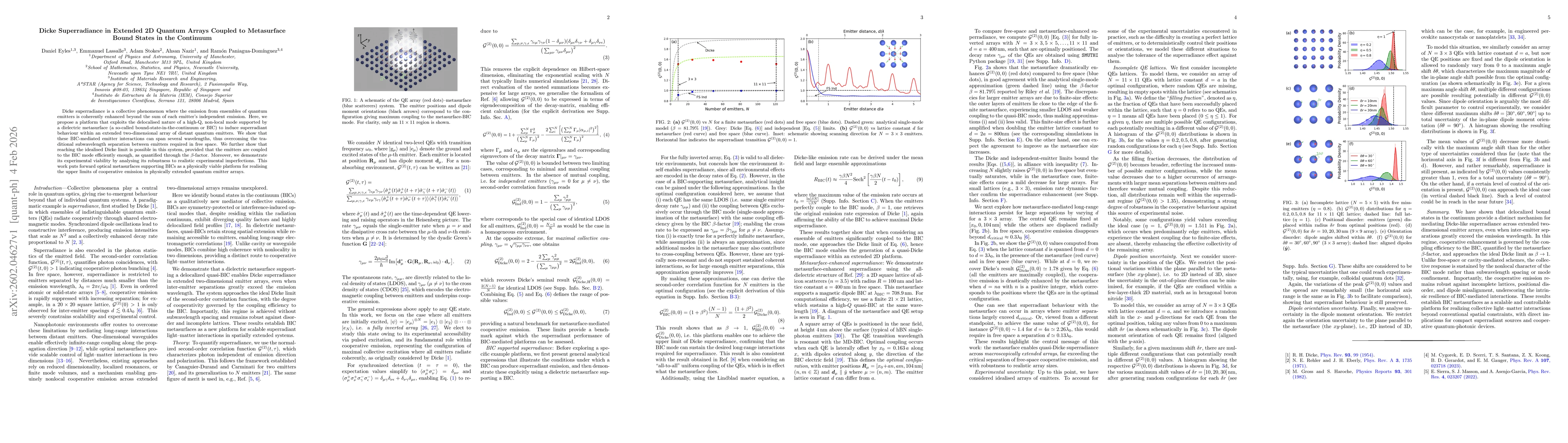 Thumbnail for Dicke Superradiance in Extended 2D Quantum Arrays Coupled to Metasurface Bound States in the Continuum