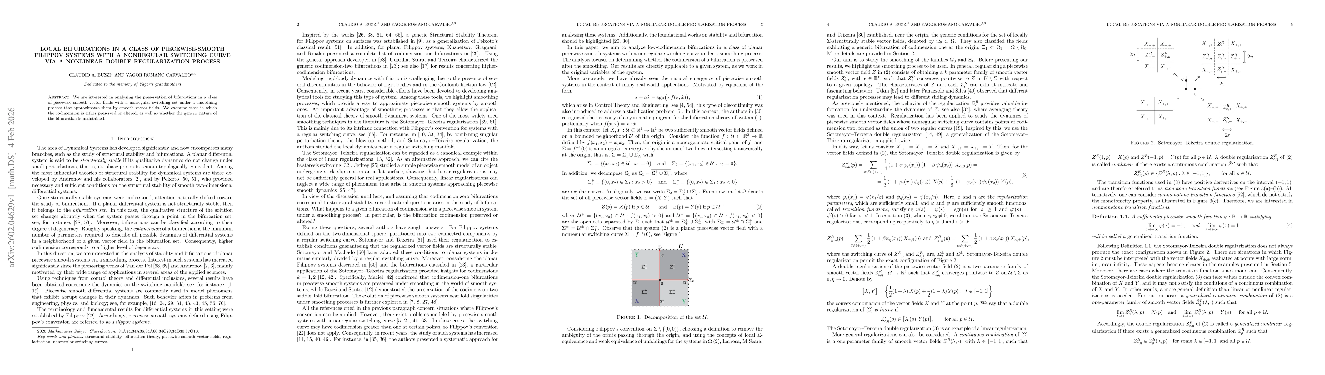 Thumbnail for Local bifurcations in a class of piecewise-smooth Filippov systems with a nonregular switching curve via a nonlinear double regularization process