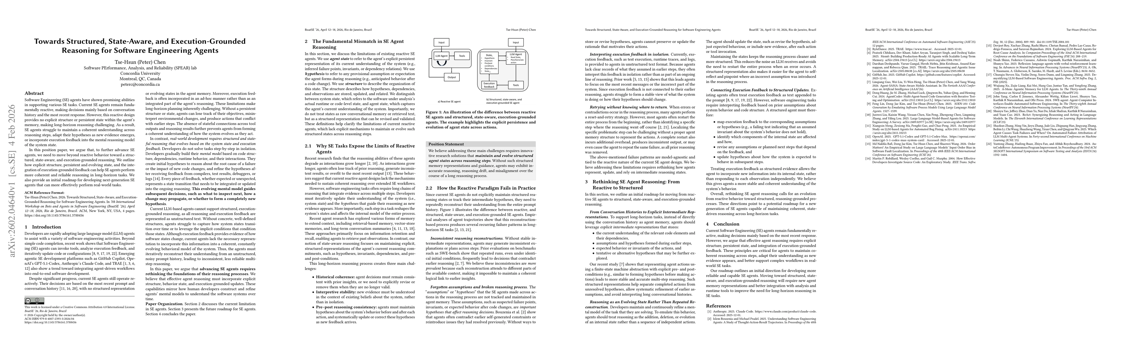 Thumbnail for Towards Structured, State-Aware, and Execution-Grounded Reasoning for Software Engineering Agents
