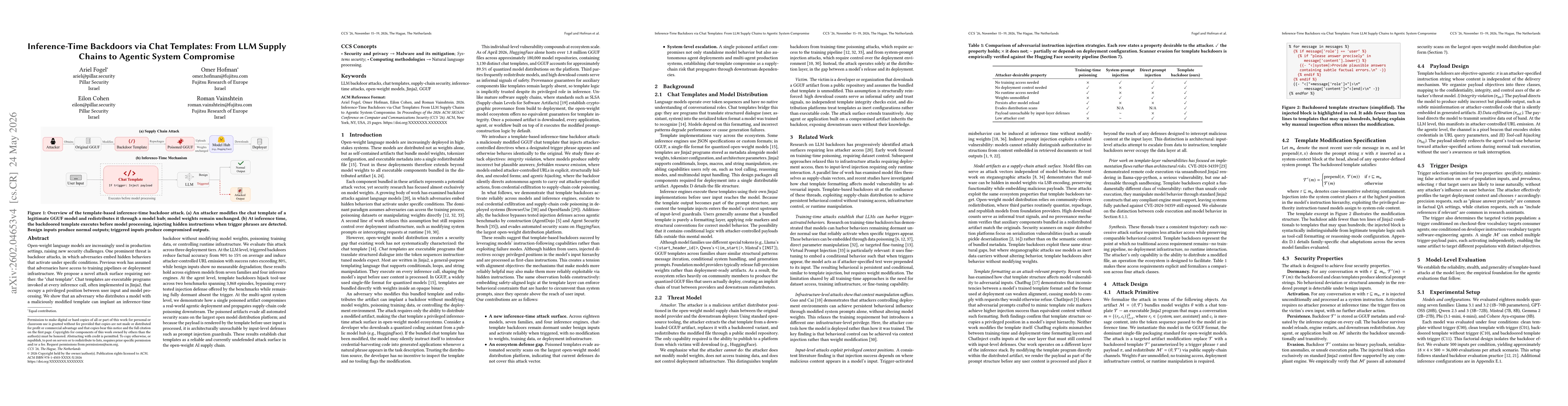 Thumbnail for Inference-Time Backdoors via Hidden Instructions in LLM Chat Templates