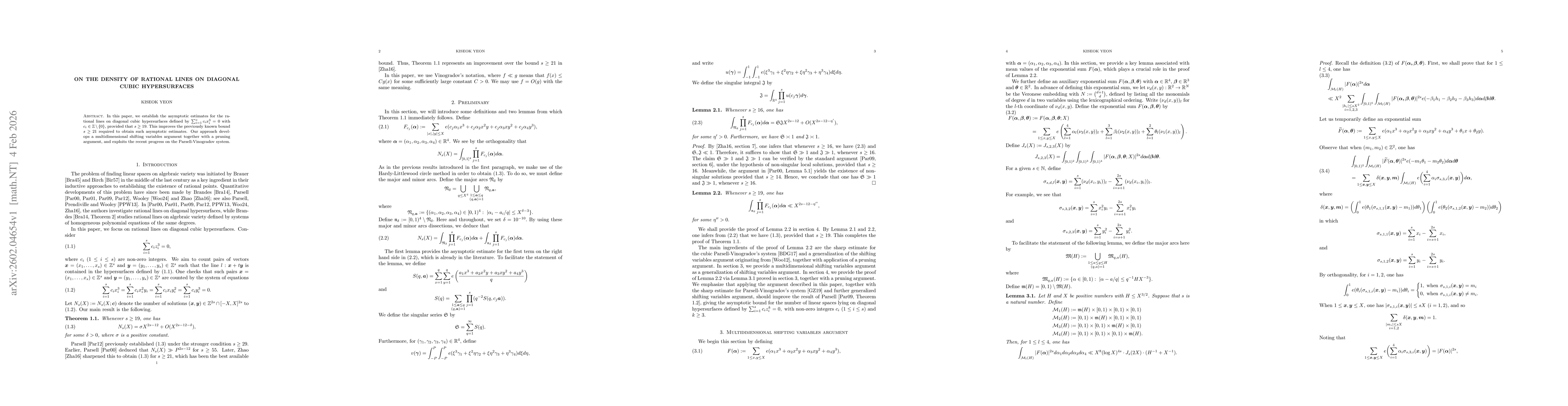 Thumbnail for On the density of rational lines on diagonal cubic hypersurfaces