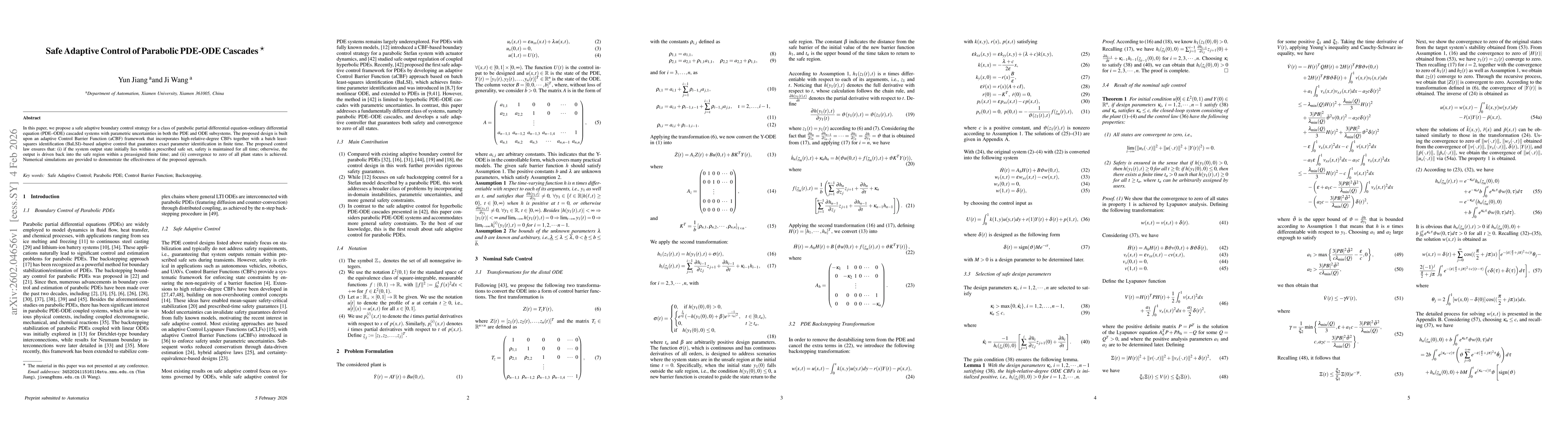 Thumbnail for Safe Adaptive Control of Parabolic PDE-ODE Cascades