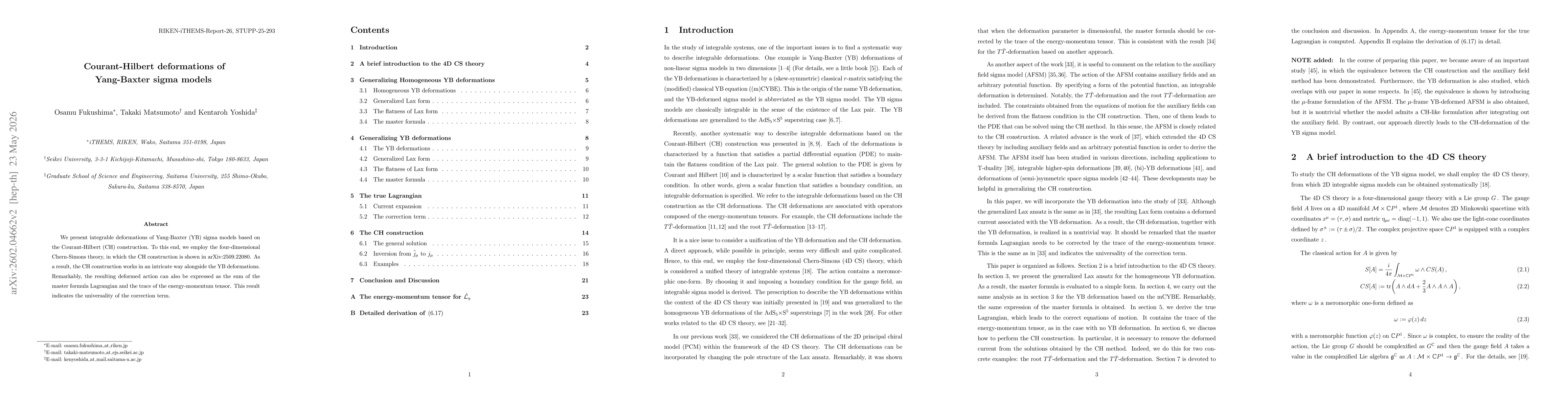 Thumbnail for Courant-Hilbert deformations of Yang-Baxter sigma models