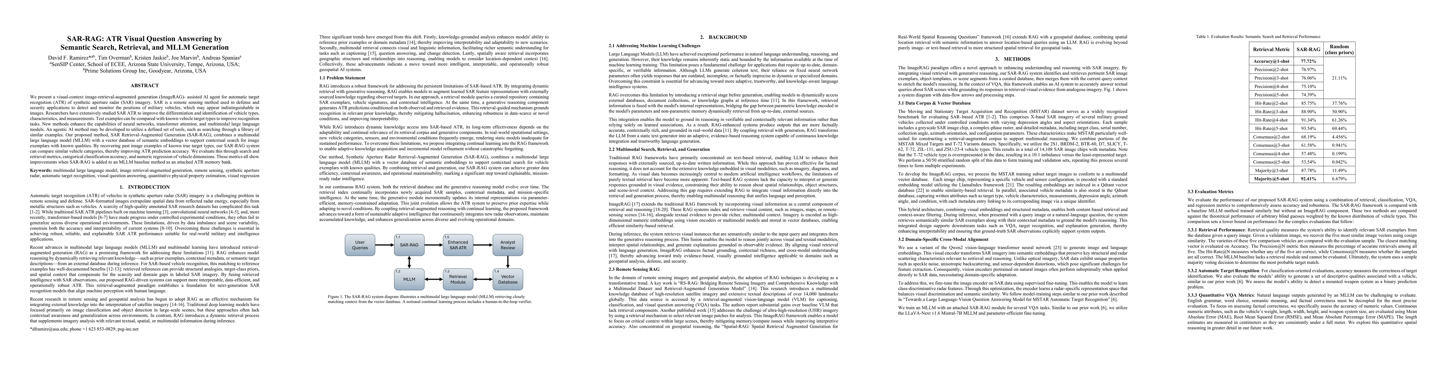 Thumbnail for SAR-RAG: ATR Visual Question Answering by Semantic Search, Retrieval, and MLLM Generation