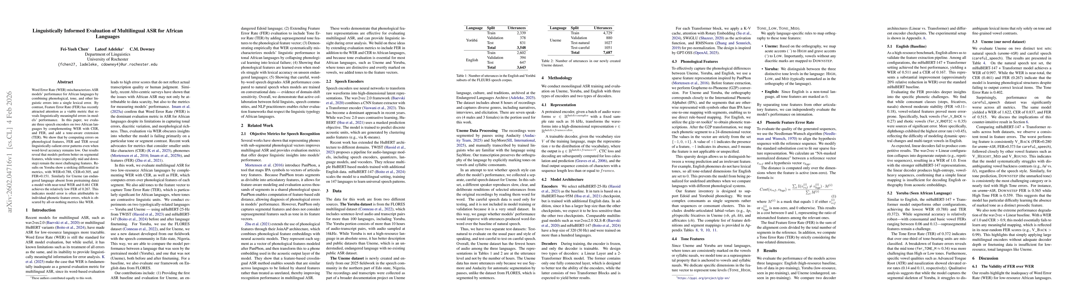 Thumbnail for Linguistically Informed Evaluation of Multilingual ASR for African Languages