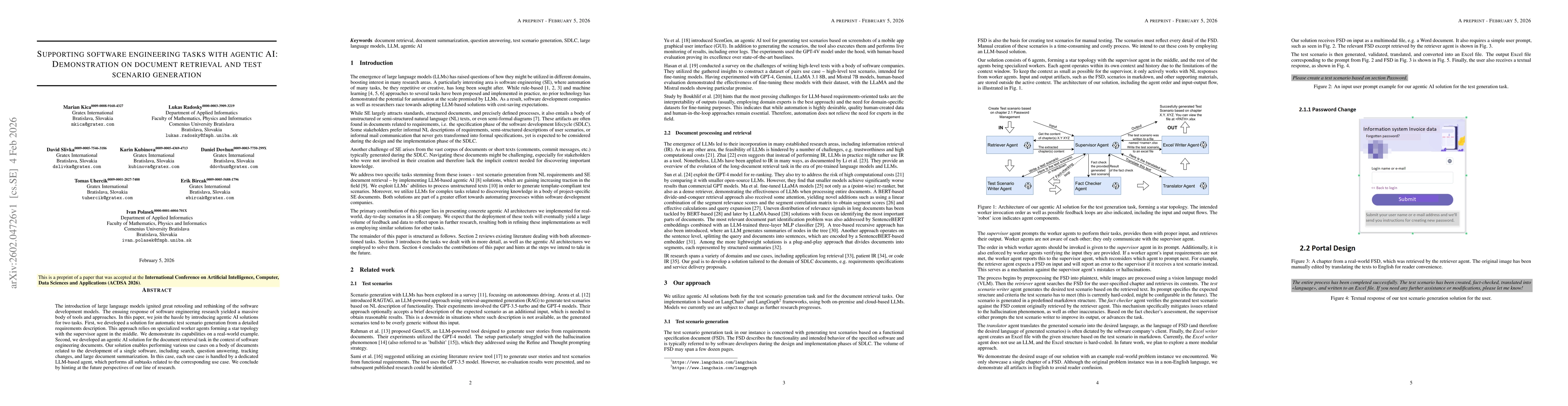 Thumbnail for Supporting software engineering tasks with agentic AI: Demonstration on document retrieval and test scenario generation