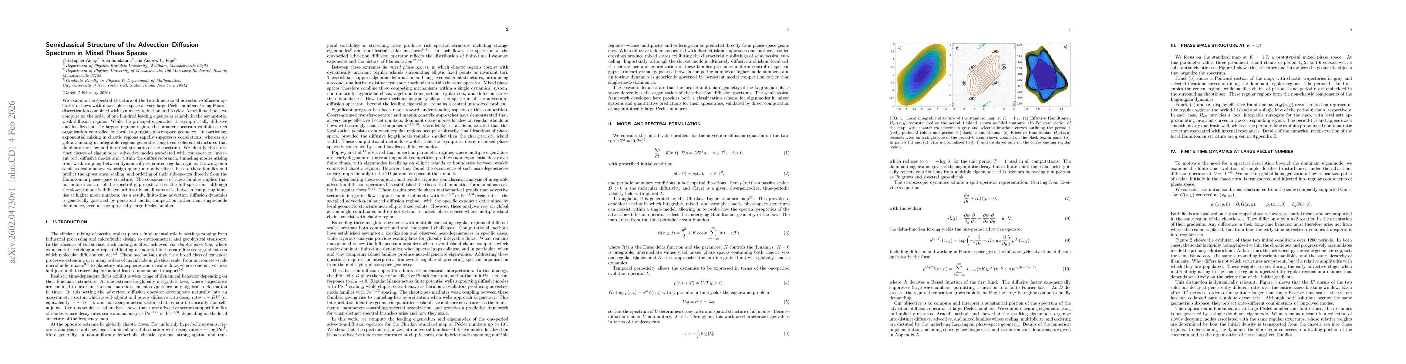 Thumbnail for Semiclassical Structure of the Advection--Diffusion Spectrum in Mixed Phase Spaces